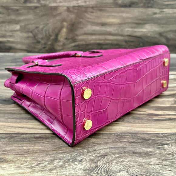 NWOT Michael Kors Croc Embossed Dillon Leather Handbag Satchel NO LONGER STRAP - Picture 5 of 13